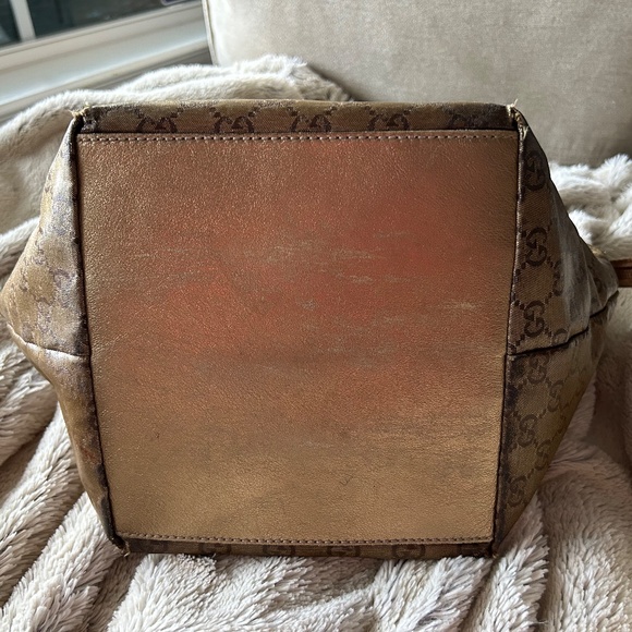 Vintage GUCCI GG Crystal Shoulder Tote PVC Leather Gold - Picture 4 of 9